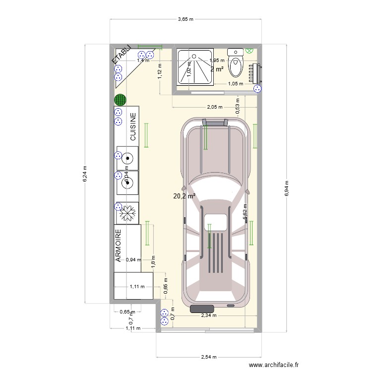LOT 3.vide Saint Etienne de Tinée.6. Plan de 2 pièces et 22 m2