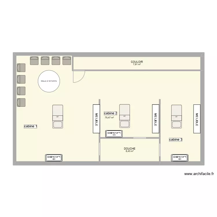 MANON MAGASIN ETAGE. Plan de 3 Pièces et 90 m² MANON MAGASIN ETAGE. Plan de 3 Pièces et 90 m²