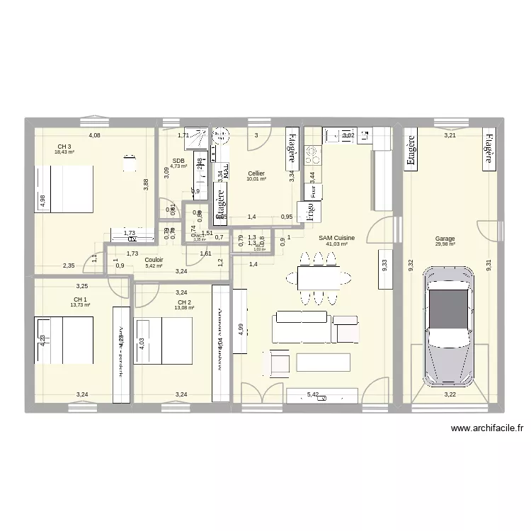 Maison meubl&eacute;e MAJ30112025. Plan de 10 pièces et 139 m²