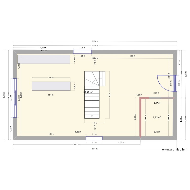 Ezkaratz. Plan de 2 pièces et 59 m2