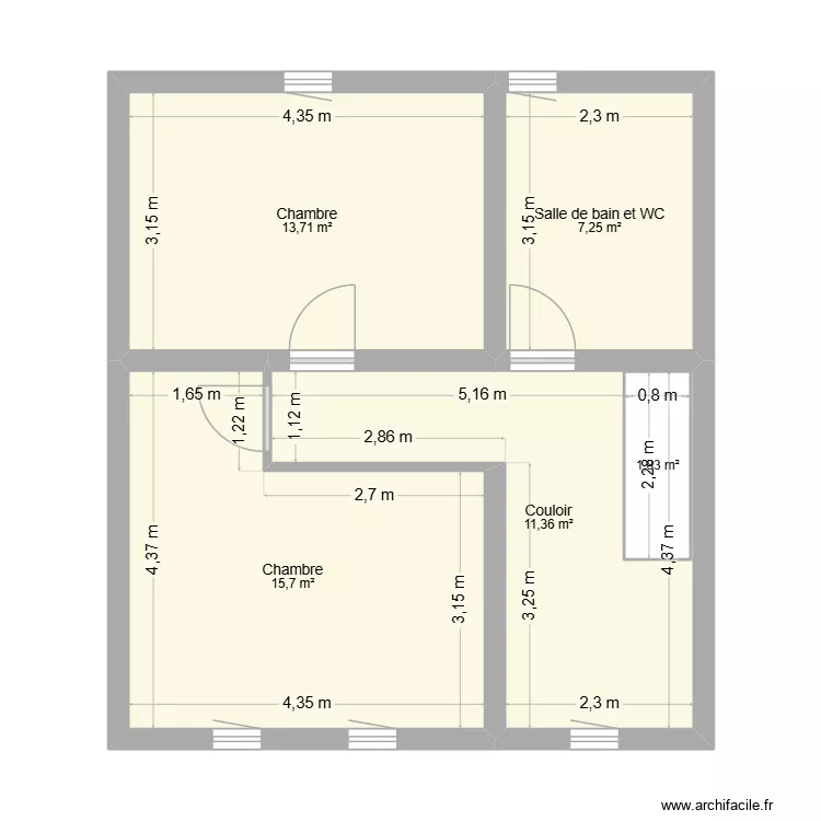 1er étage. Plan de 5 pièces et 52 m² 1er étage. Plan de 5 pièces et 52 m²