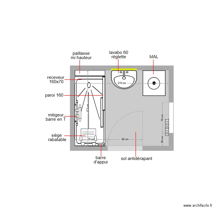blancart. Plan de 1 pièce et 4 m2