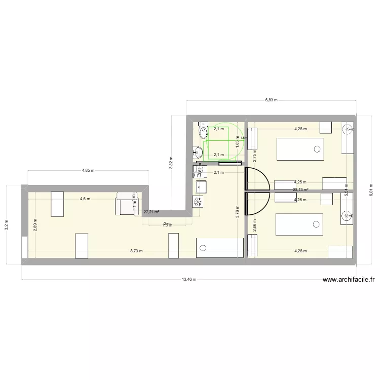 EEH 2. Plan de 2  et 50 m²