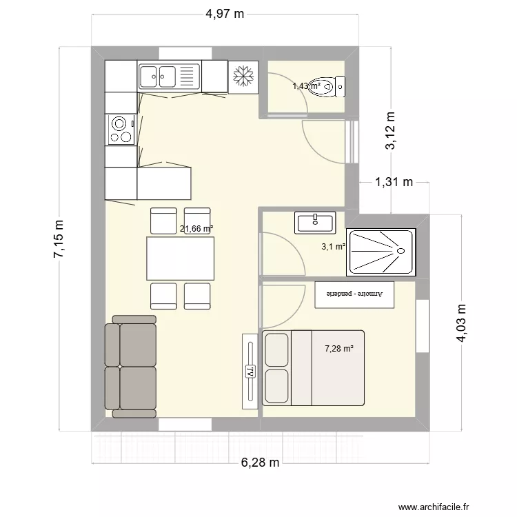 Maison Jouy 2. Plan de 4  et 33 m²