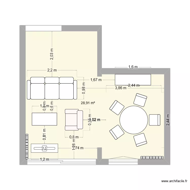Séjour. Plan de 1 Pièce et 29 m² Séjour. Plan de 1 Pièce et 29 m²