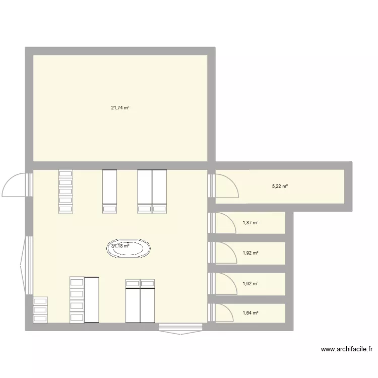 vestiaire 3. Plan de 7 Pièces et 66 m²