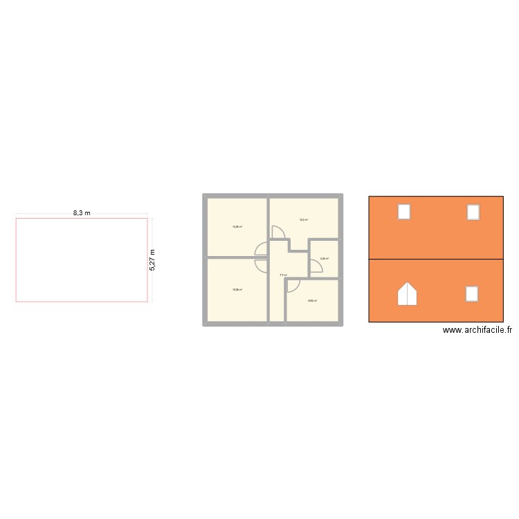Maison phalempin étage. Plan de 6 pièces et 63 m2