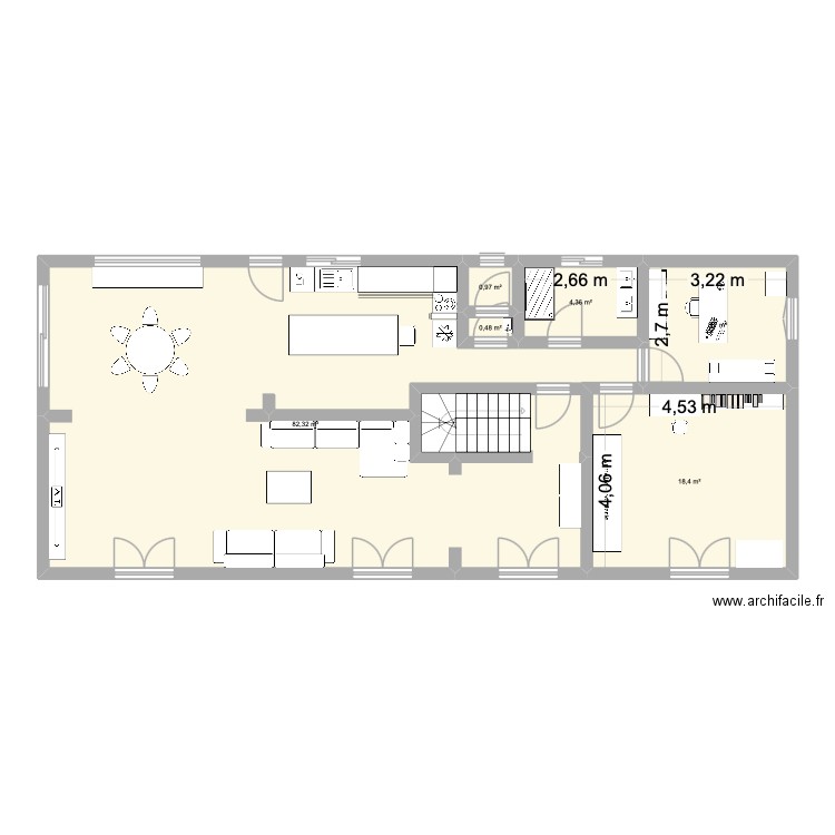 REZ-DE-CHAUSSEE MAISON. Plan de 6 pièces et 115 m2