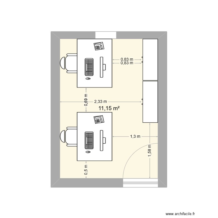 bureau isa. Plan de 0 pièce et 0 m2