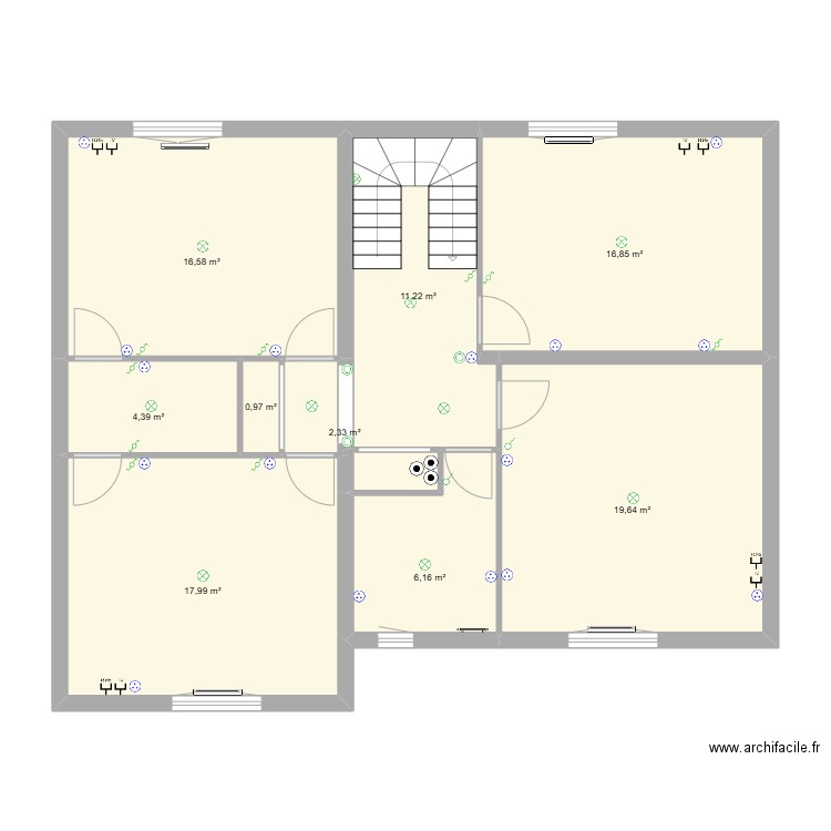 LMCB saint geours ETAGE. Plan de 9 pièces et 96 m2