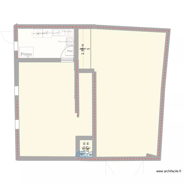 RDC COURSAN. Plan de 4 pièces et 73 m²