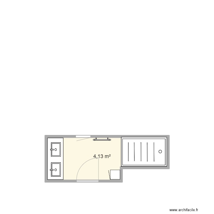 SDB PIGOU. Plan de 1 pièce et 4 m2