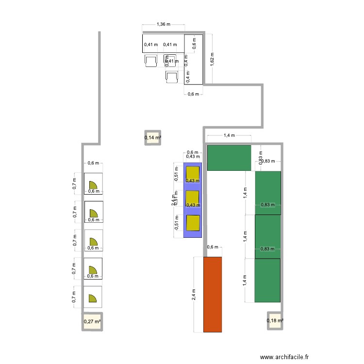 Boétie 2. Plan de 3 pièces et 1 m2