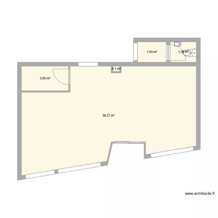 Plan boulangerie. Plan de 5 Pièces et 44 m²