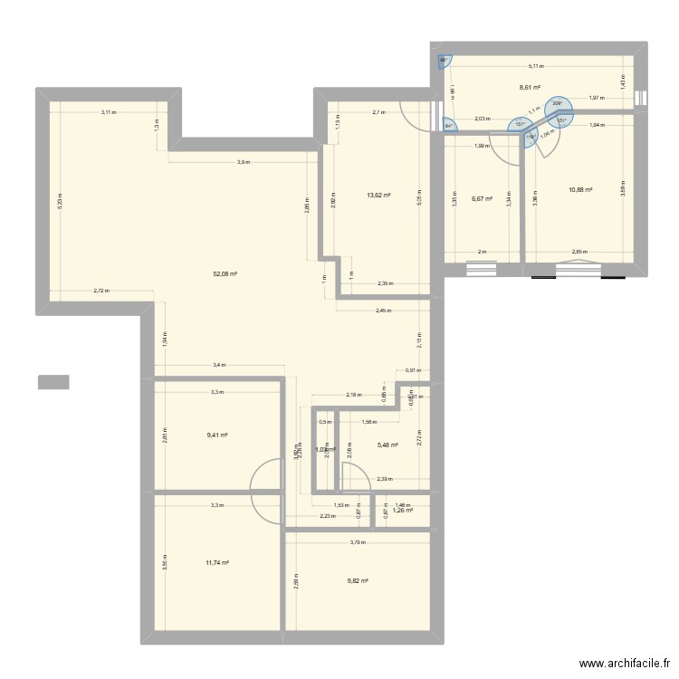 50Nicolas Boileau. Plan de 11 pièces et 131 m2