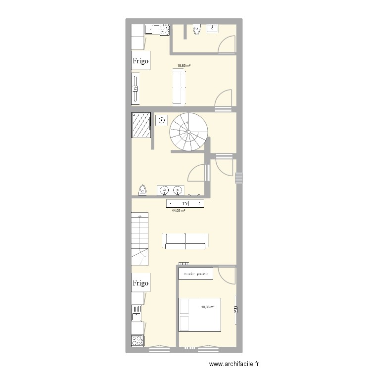 moissac. Plan de 3 pièces et 73 m2