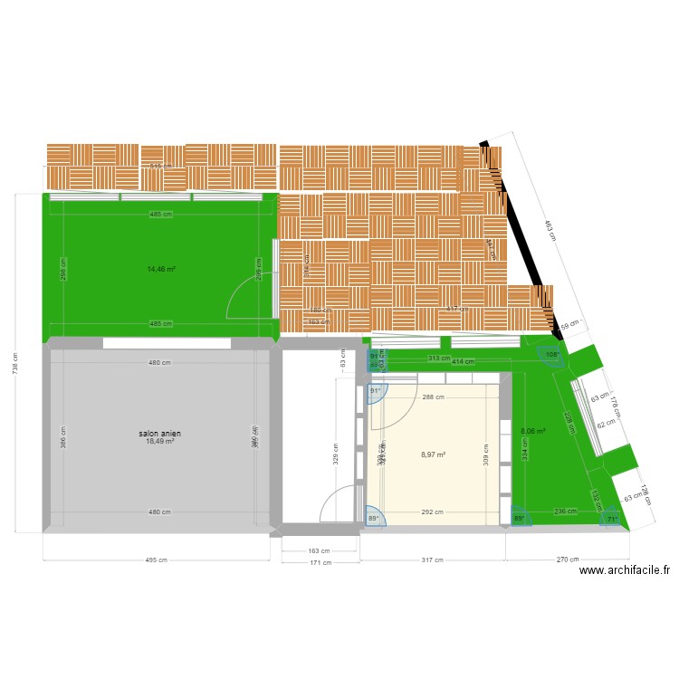 renovation01. Plan de 4 pièces et 50 m2