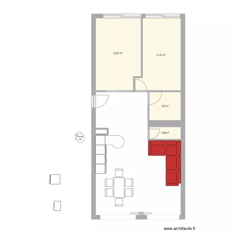 appart 4. Plan de 4 Pièces et 29 m²