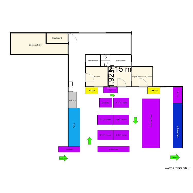 Plan du rayon. Plan de 5 pièces et 23 m2