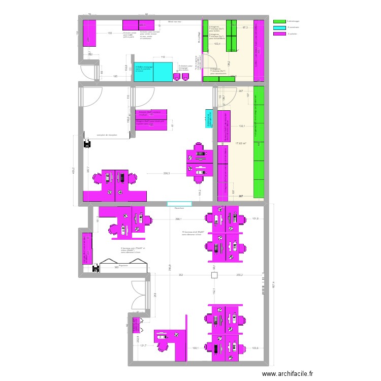 Option 2 avec bureau droit 2. Plan de 0 pièce et 0 m2
