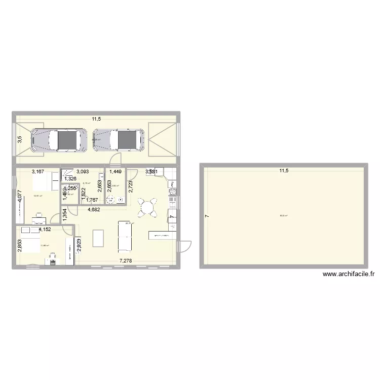 sev. Plan de 8  et 200 m²