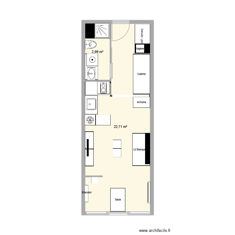 Carnon Omahas 2 Ter. Plan de 2 pièces et 26 m2
