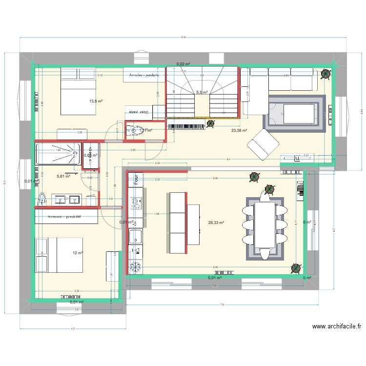 Maison_Chico_Jojo_8. Plan de 15 pièces et 90 m2