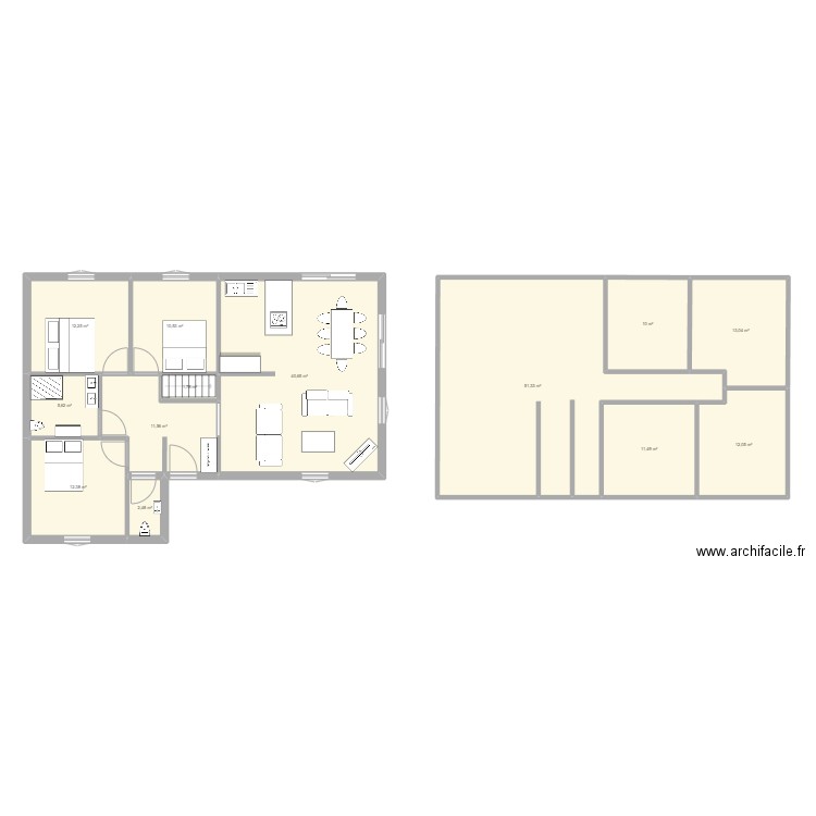 modèle 1. Plan de 13 pièces et 195 m2