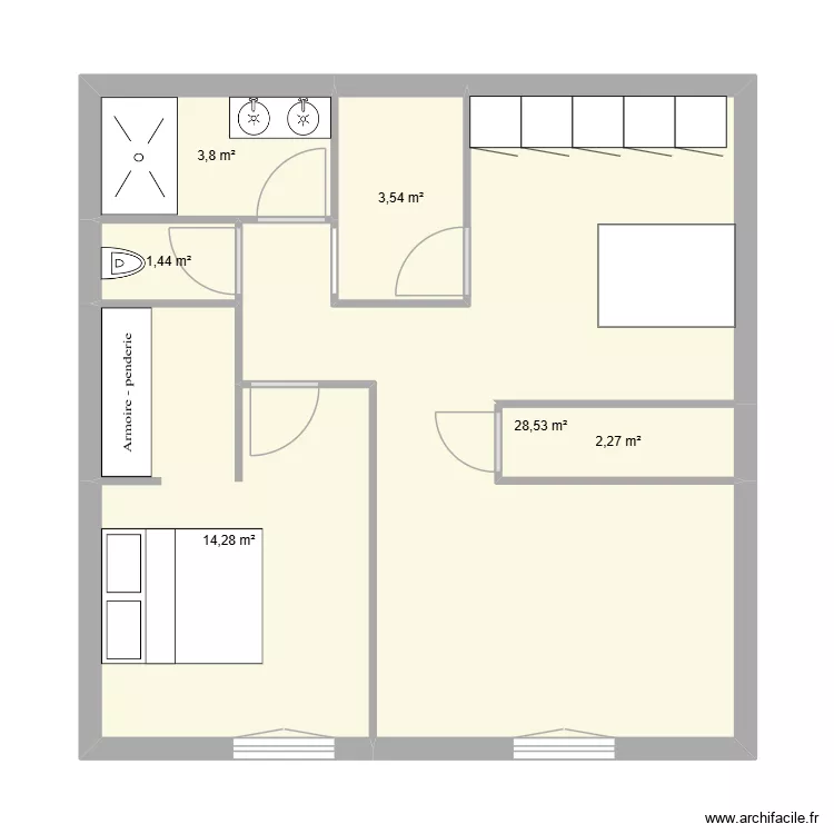 f2 pornic centre. Plan de 6  et 54 m²