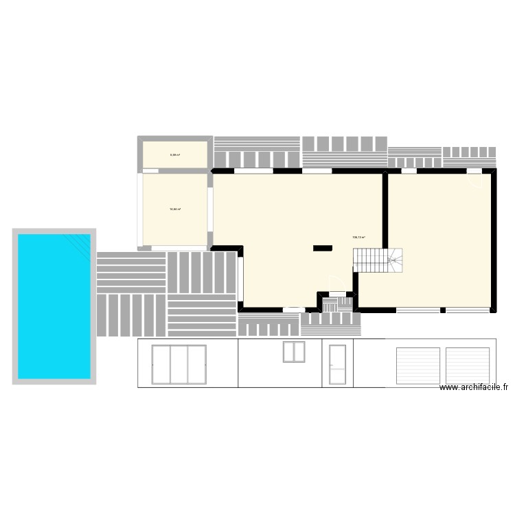 Plan maison avec extension. Plan de 3 pièces et 126 m2