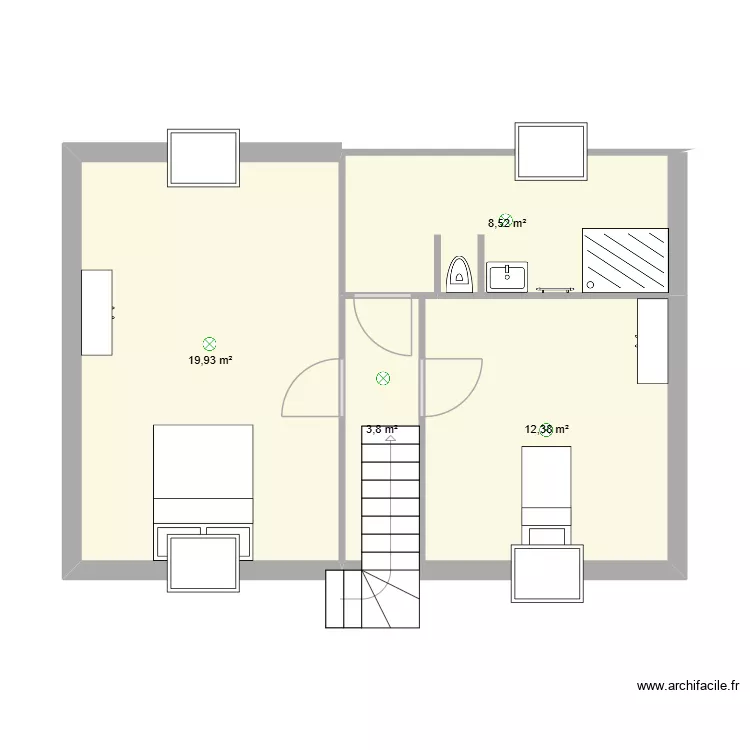 MAISON ETAGE. Plan de 4  et 45 m²