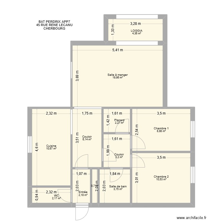 BAT PERDRIX APP7. Plan de 12 pièces et 75 m2