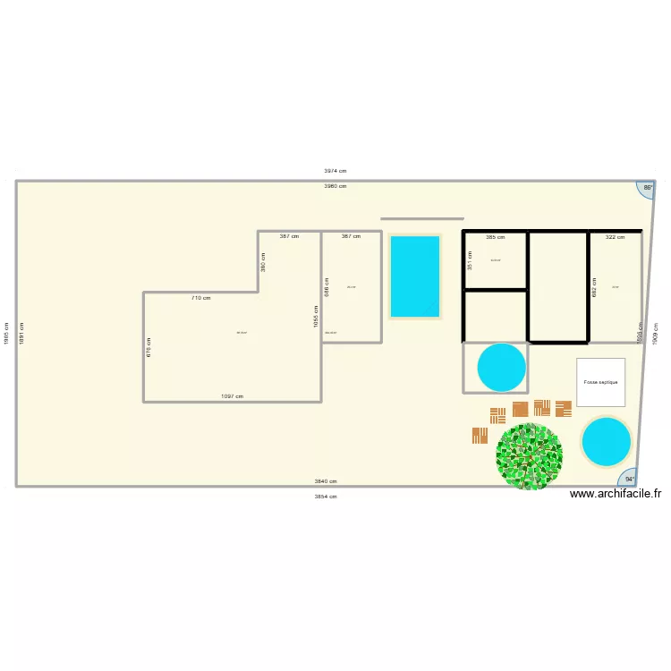 Plan de masse Popotte avril 26. Plan de 5  et 887 m²
