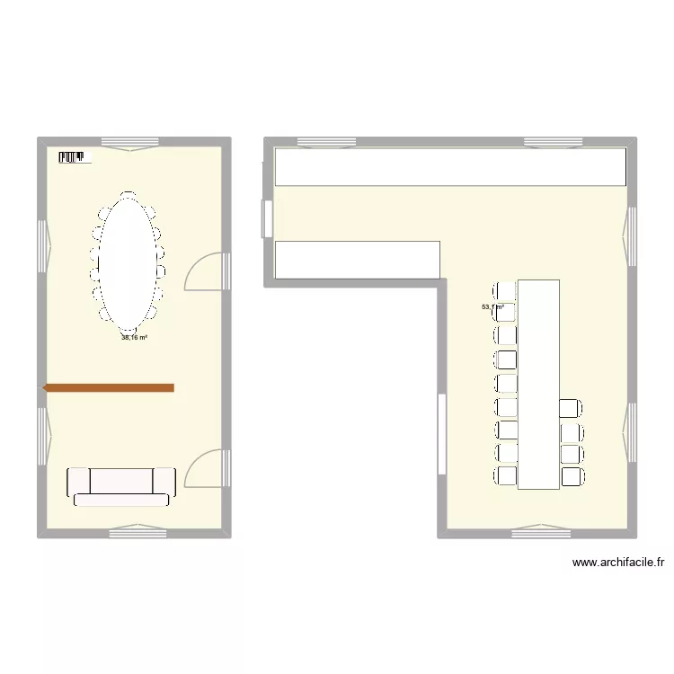 Rez de chauss&eacute;e. Plan de 2  et 91 m²