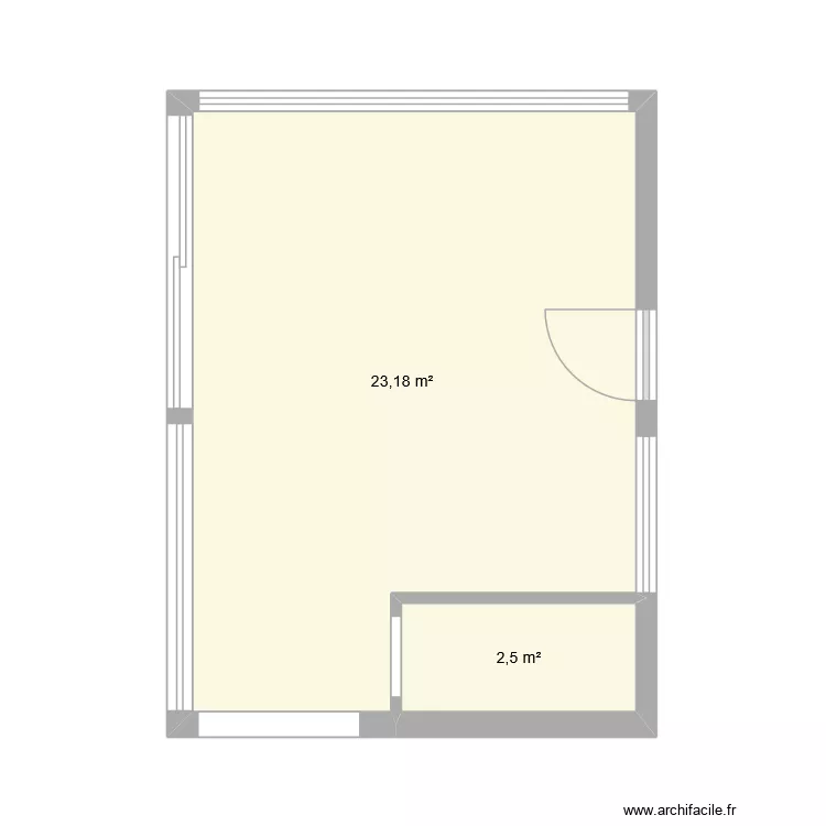 Cuisine. Plan de 2 pièces et 26 m²