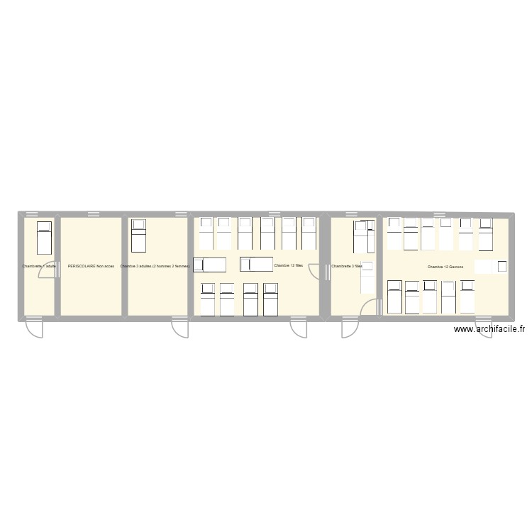 Plan Dortoir La Clusaz. Plan de 6 pièces et 106 m2
