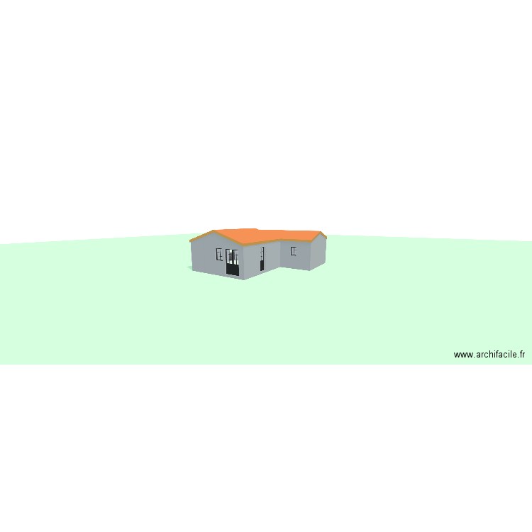 En L. Plan de 5 pièces et 55 m2