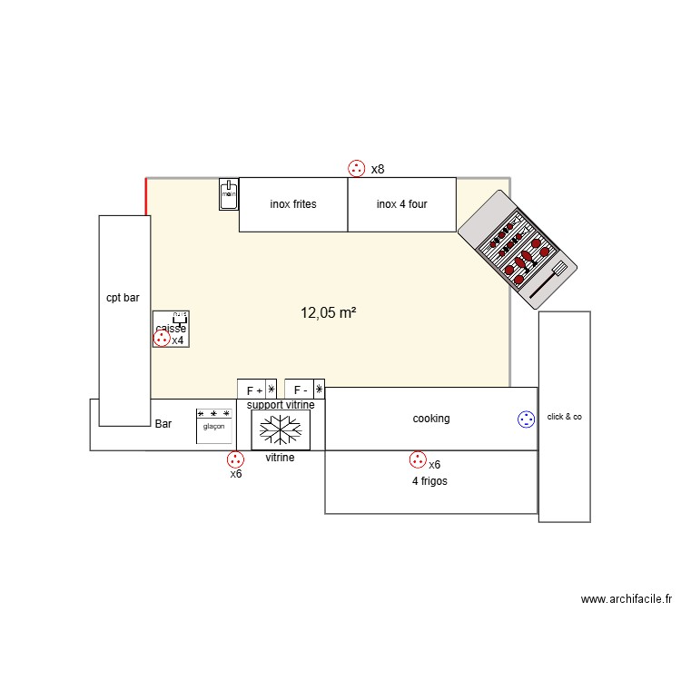ext 2025 inky. Plan de 1 pièce et 12 m2