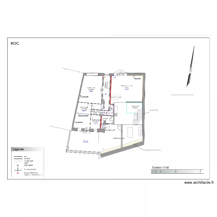 plan chambre froide 3 m x 2 m  / escalier quart tourrnant. Plan de 