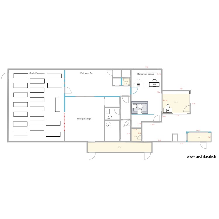 Nuveau studio Option 3. Plan de 0 pièce et 0 m2