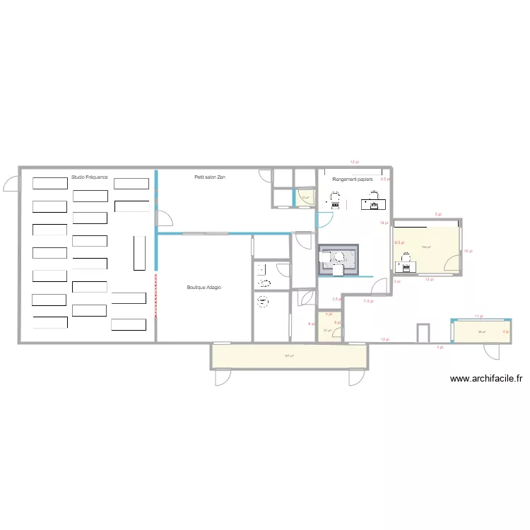 Nuveau studio Option 3. Plan de 