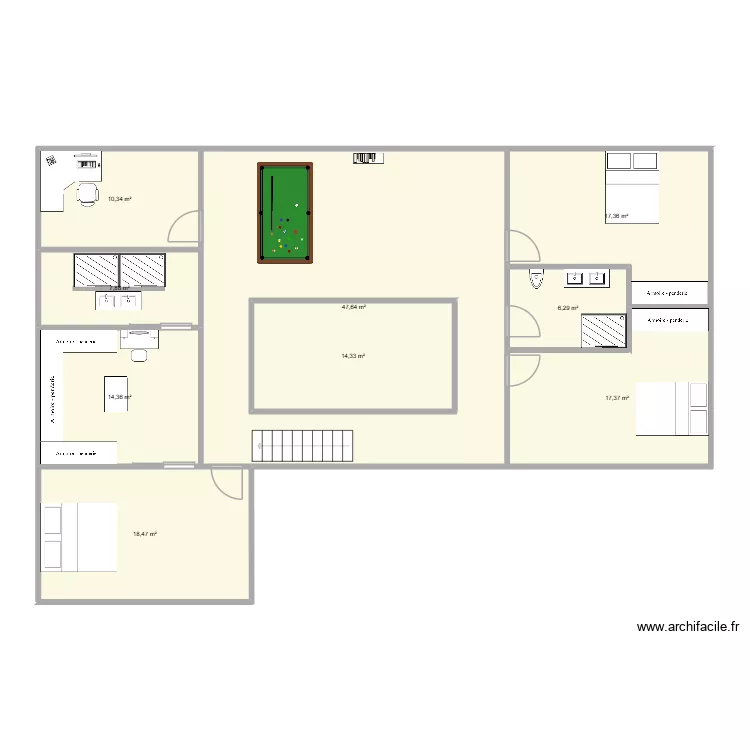 2&egrave;me &eacute;tage. Plan de 9  et 170 m²