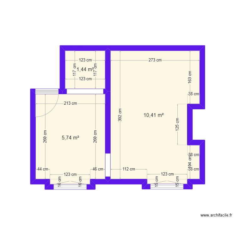 MINIOT PARIS. Plan de 3 pièces et 18 m2