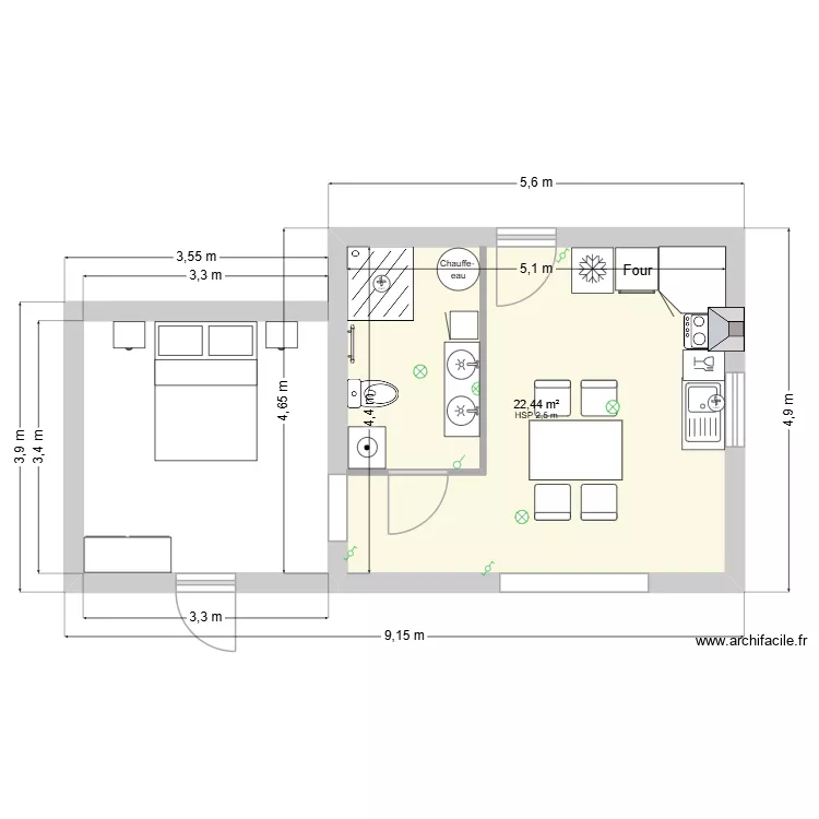 Lubin. Plan de 1  et 22 m²