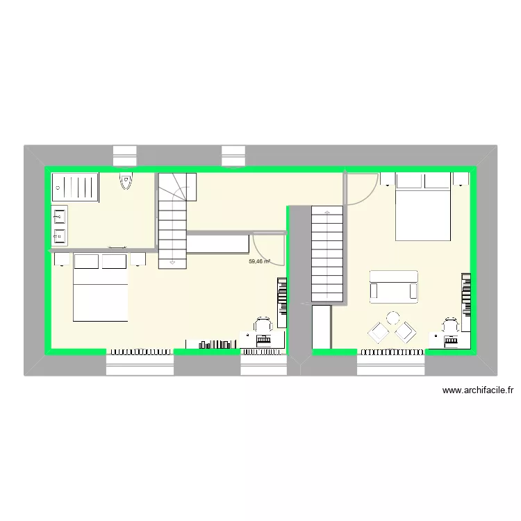 1er ETAGE 2025 essai1. Plan de 1 pièce et 59 m²