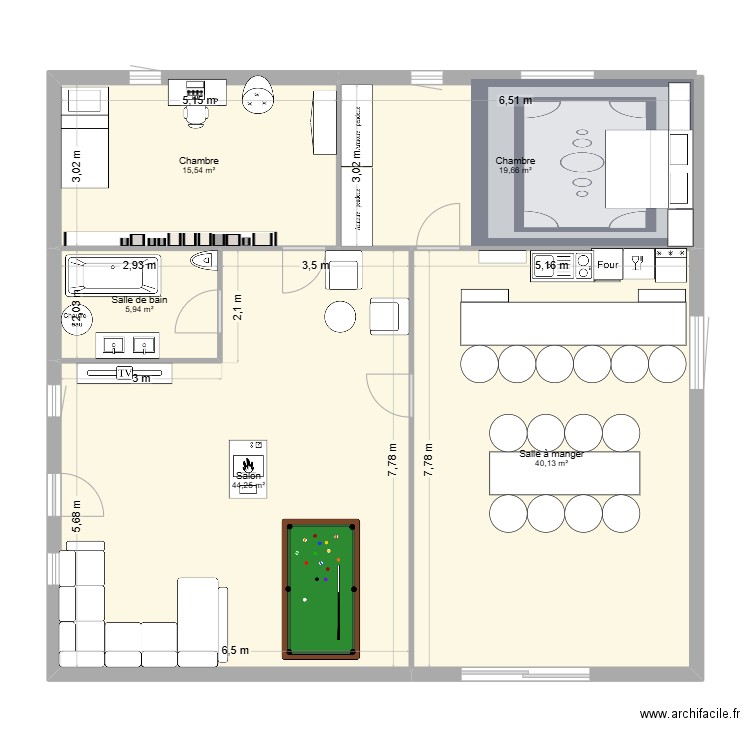 hhfuyk. Plan de 5 pièces et 126 m2