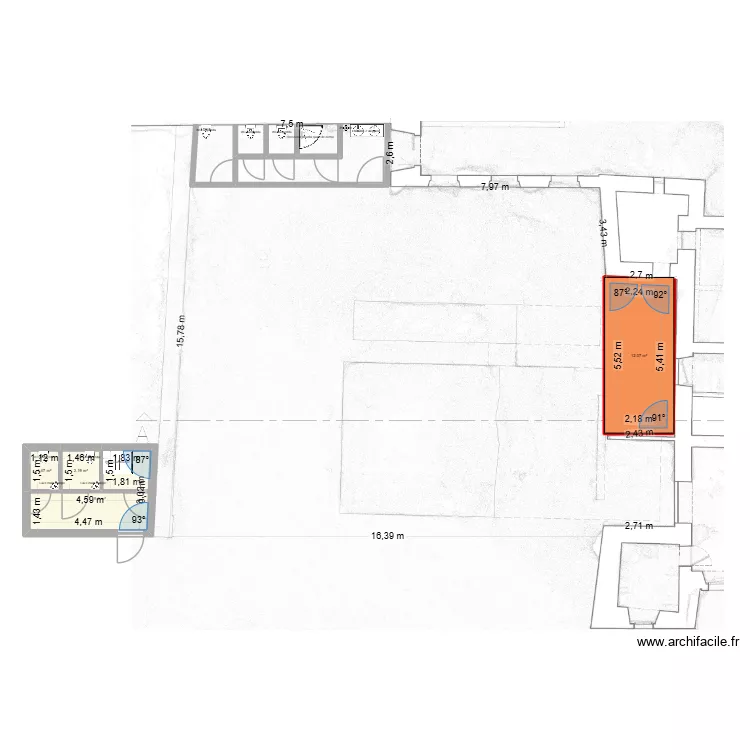 plan am&eacute;nagement dessus de cave. Plan de 4  et 25 m²