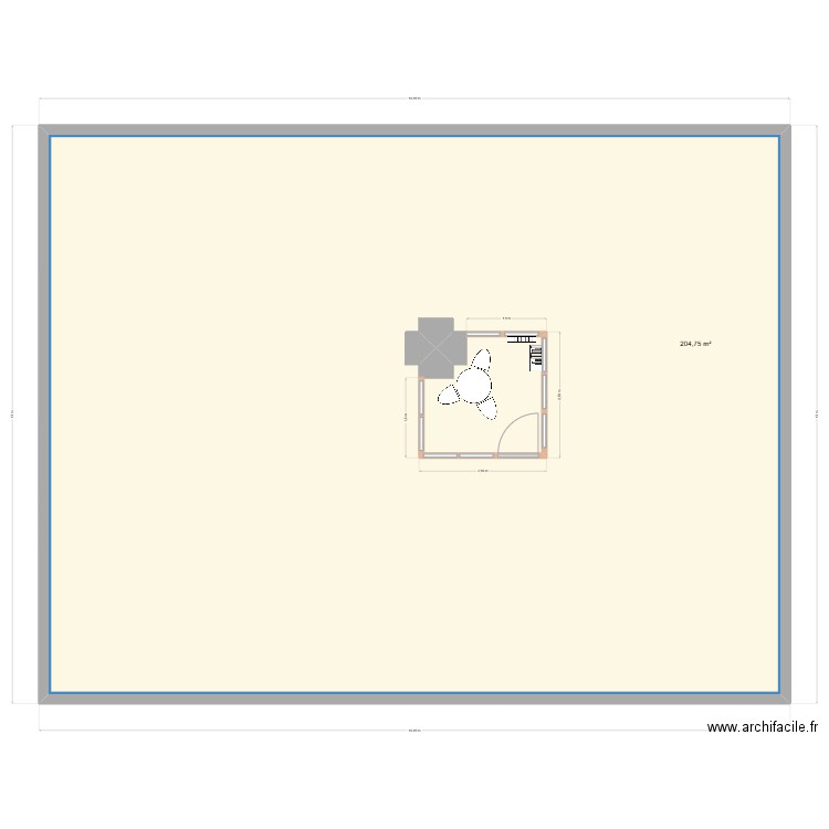 Plan Box Accueil. Plan de 1 pièce et 205 m2