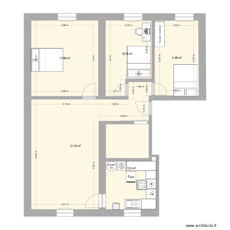 pelletier 2. Plan de 5 pièces et 86 m2