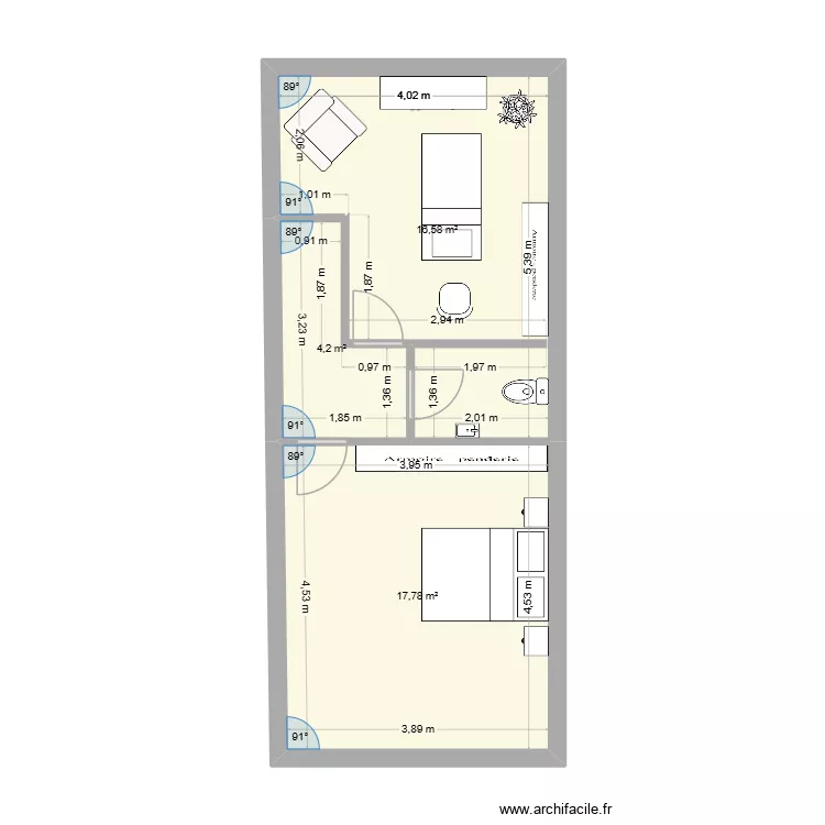MORGANE ETAGE. Plan de 3 et 39 m² MORGANE ETAGE. Plan de 3 et 39 m²